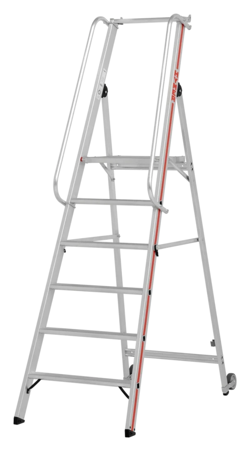 Echelle à plate-forme avec roulettes et longue main 8081